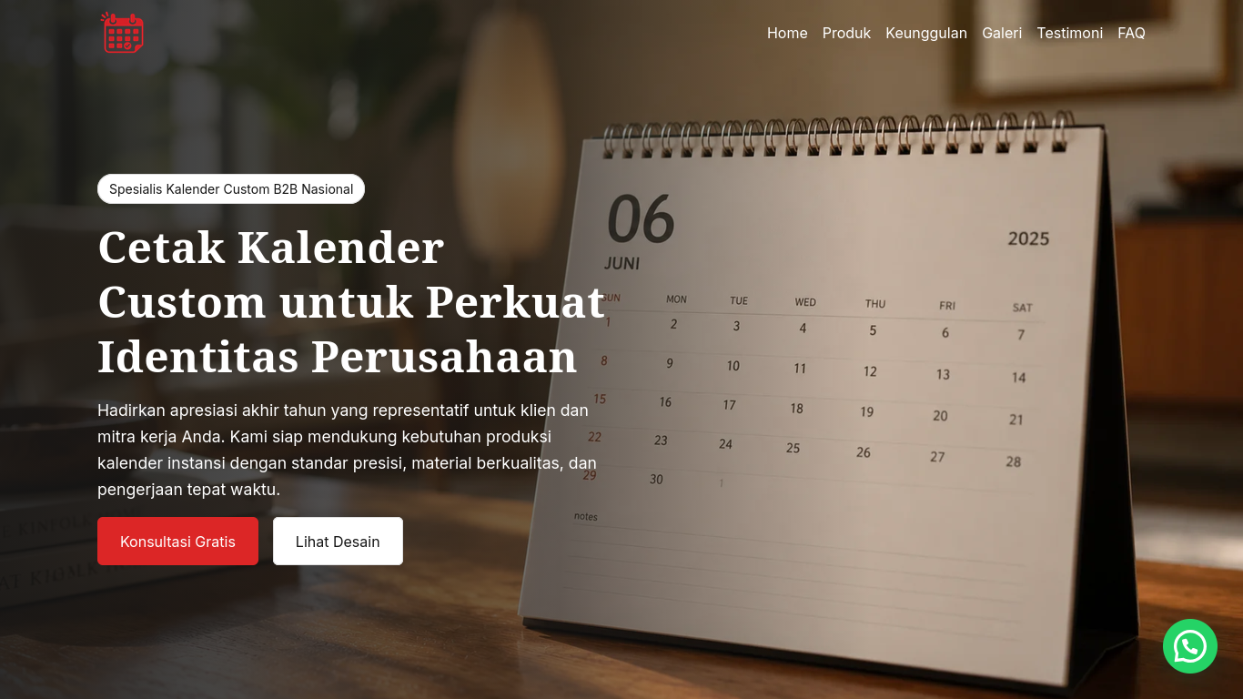 Website Percetakan Kalender Custom